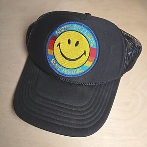 Aviator Nation Austin City Limits Smiley‎ Trucker Hat Otto Black Mesh Snapback